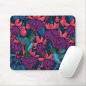 Tapis De Souris Jardin des colibris en violet et bleu (Avec souris)
