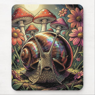 Tapis De Souris Jardin fantaisiste de l'escargot cosmique et des c