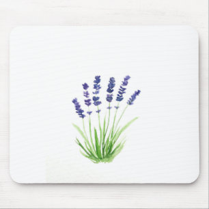 Tapis De Souris Jardin fleuri rustique violet aquarelle lavande