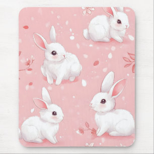 Tapis De Souris Jardin Floral De Bunny De Pré Rose