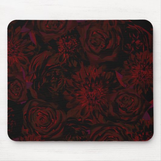 Tapis De Souris Jardin foncé Rouge Fleurs romantiques Gothique (Devant)