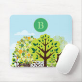 Tapis De Souris Jardin forestier moderne Art Vert Nature Monogramm (Avec souris)