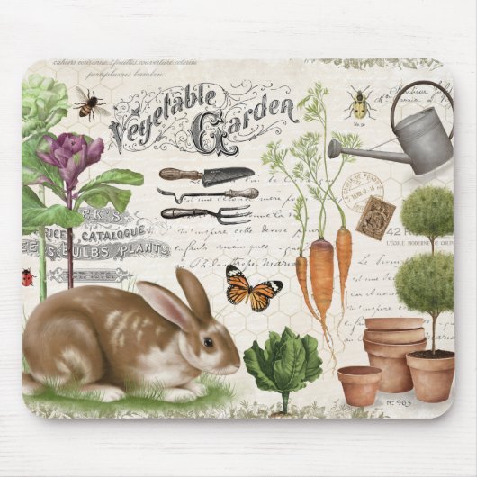 Tapis De Souris Jardin français Vintage moderne Rabbit (Devant)