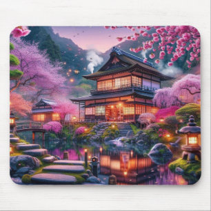 Tapis De Souris Jardin japonais serein à Twilight Painting