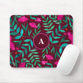 Tapis De Souris Jardin magique Whimsical magenta & monogramme vert (Avec souris)