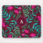 Tapis De Souris Jardin magique Whimsical magenta & monogramme vert (Devant)