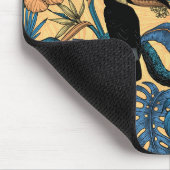 Tapis De Souris Jardin toucan en jaune et bleu (Coin)