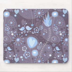 Tapis De Souris Jardin Whimsical en bleu et gris