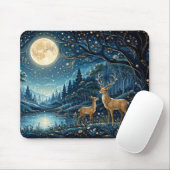 Tapis De Souris Jardin Zen Enchanté au Clair de Lune (Avec souris)