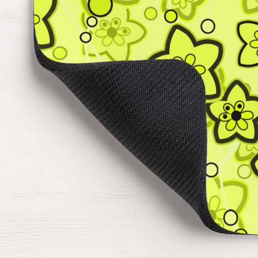Tapis De Souris Jaune avec motif floral néon brillant noir (Coin)
