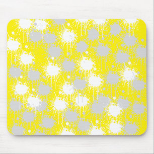 Tapis De Souris Jaune, blanc Argent Blush Abstrait