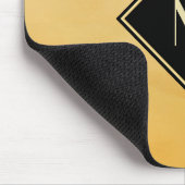 Tapis De Souris Jaune Brossé Élégant Avec Monogramme Or Simple (Coin)