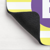 Tapis De Souris Jaune Ensoleillé Rayé Monogramme Violet (Coin)
