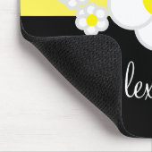 Tapis De Souris Jaune Frappe Bleu Noir Blanc Élégant Script (Coin)