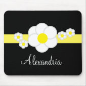 Tapis De Souris Jaune Frappe Bleu Noir Blanc Élégant Script (Devant)