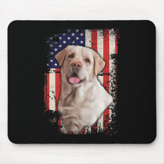 Tapis De Souris Jaune Labrador Labs Patriotique American Flag Chie (Devant)