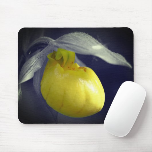 Tapis De Souris Jaune Lady Slipper Orchidée Fleur Partielle Couleu (Avec souris)