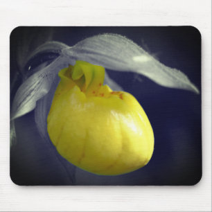 Tapis De Souris Jaune Lady Slipper Orchidée Fleur Partielle Couleu