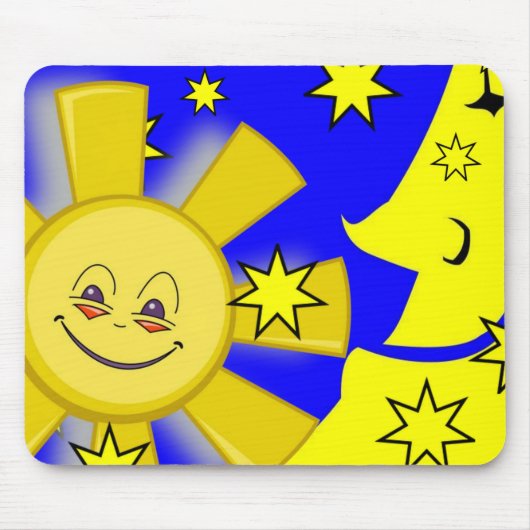 Tapis De Souris Jaune Lune Soleil Étoiles Souris Bleu Pad! Panier (Devant)