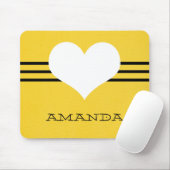 Tapis De Souris Jaune Moderne Coeur Mousepad (Avec souris)