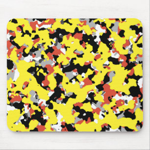 Tapis De Souris Jaune Rouge Noir Gris Camouflage Camo Imprimé