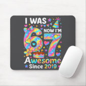 Tapis De Souris J'avais 6 ans maintenant j'ai 7 ans Tie Dye Annive (Avec souris)