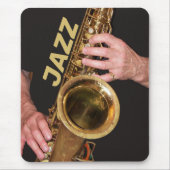 Tapis De Souris Jazzman Jouer Du Saxophone Or (Devant)