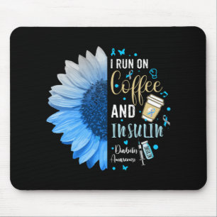 Tapis De Souris Je Cours Sur Le Café Et L'Insuline Cadeau Pour Le