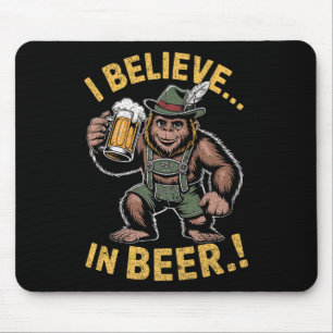 Tapis De Souris Je Crois En Bière Drôle Bigfoot Lederhosen Joke Pr