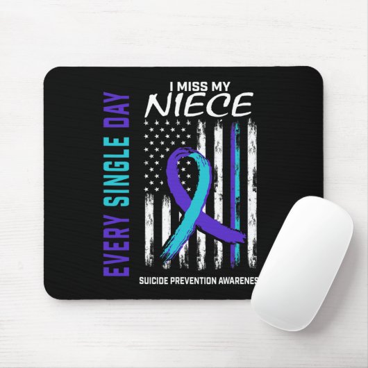 Tapis De Souris Je Manque Ma Nièce Prévention Du Suicide Ameri (Avec souris)