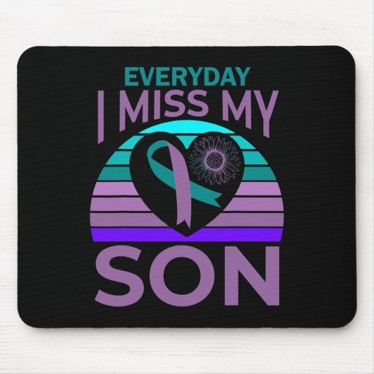 Tapis De Souris Je Manque Mon Fils Coeur Tournesol Suicide Sensibi (Devant)