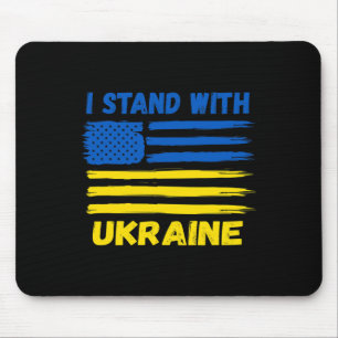 Tapis De Souris Je me tiens avec l'Ukraine bleu et jaune Drapeau d