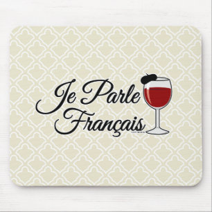 Tapis De Souris Je parle Francais Je parle béret de verre à vin fr