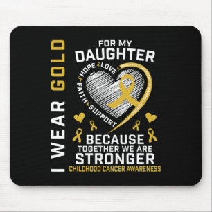 Tapis De Souris Je porte de l'or pour ma fille Enfance Cancer Pare