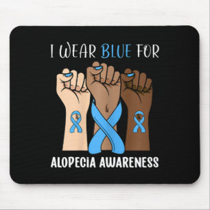 Tapis De Souris Je Porte Du Bleu Pour La Sensibilisation À L'Alopé