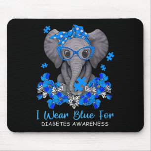 Tapis De Souris Je Porte Du Bleu Pour La Sensibilisation Au Diabèt