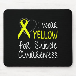 Tapis De Souris Je Porte Du Ruban Jaune Pour Sensibiliser Au Suici