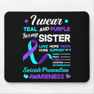 Tapis De Souris Je porte du sarcelle & du violet pour le suici