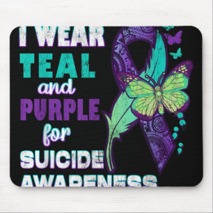 Tapis De Souris Je porte du sarcelle violet pour la sensibilisatio