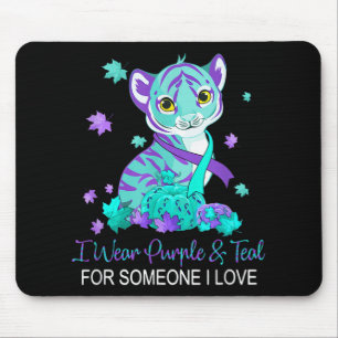 Tapis De Souris Je porte du violet et du sarcelle pour quelqu'un q
