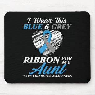 Tapis De Souris Je porte le bleu et le gris pour ma tante Diabète 