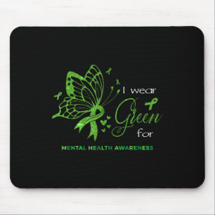 Tapis De Souris Je Porte Le Papillon Vert Pour La Sensibilisation