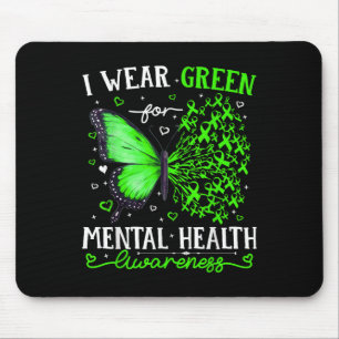 Tapis De Souris Je Porte Le Papillon Vert Pour La Sensibilisation