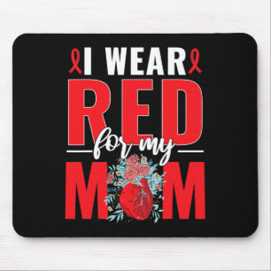 Tapis De Souris Je Porte Le Rouge Pour Ma Mère Guerrier Maladie Co