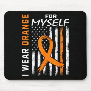 Tapis De Souris Je Porte Orange Pour Moi-Même Leucémie Cancer Awar