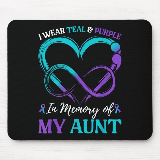 Tapis De Souris Je Porte Turquoise & ; Violet En Mémoire De Ma (Devant)