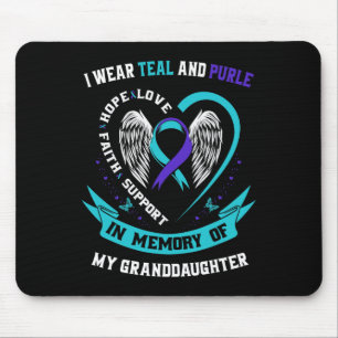 Tapis De Souris Je porte Turquoise et pourpre pour le suicide de m