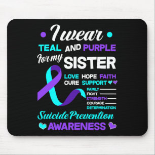 Tapis De Souris Je Porte Turquoise Et Violet Pour Ma Soeur Suicide