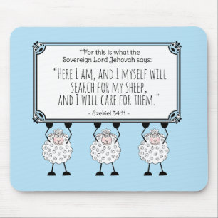 Tapis De Souris "Je prendrai soin de mes brebis"