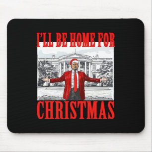 Tapis De Souris Je serai à la maison pour Noël Père Noël drôle Tru